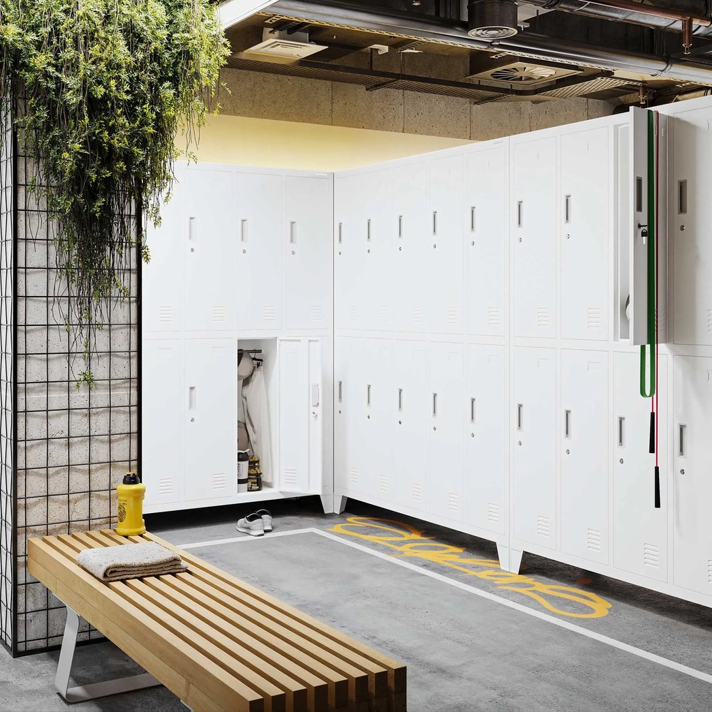 Szafa socjalna BHP ubraniowa 10-drzwiowa biała: BARTEK 1360 x 1720 x 450 mm