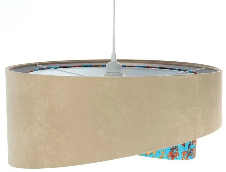 Beżowo-biała lampa wisząca z wzorem H8-T41