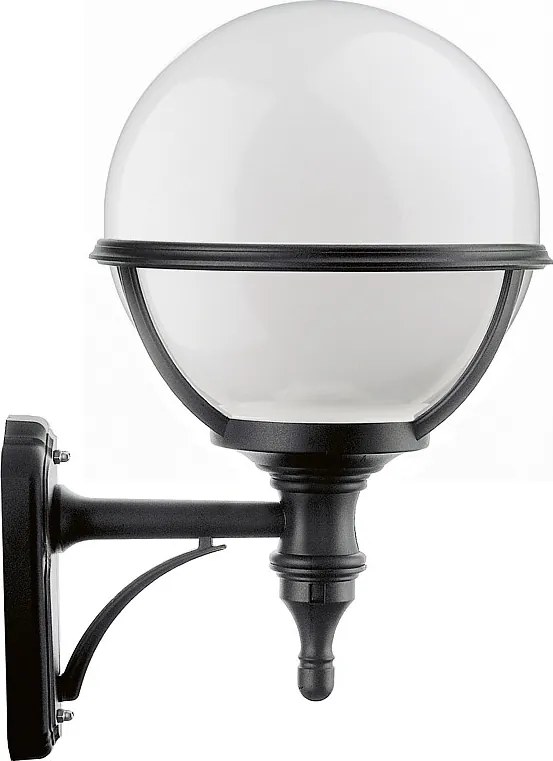 Lampa ?cienna CLIC CLAC GLOBO styl klasyczny - wys. 40 cm x g?.ø27 cm - E27 42W - poliamid - kula z poliw?glanu - ip44 - czarny