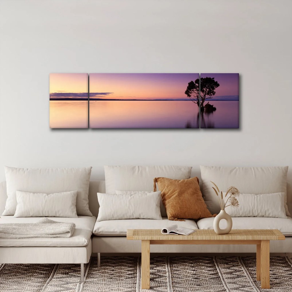Obraz powierzchni wody o wschodzie słońca (170x50 cm)