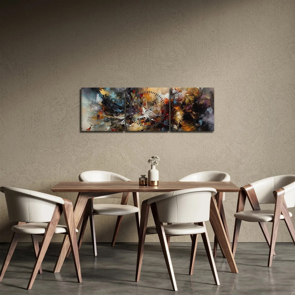 Obraz - Grafika abstrakcyjna (z zegarem) (90x30 cm)