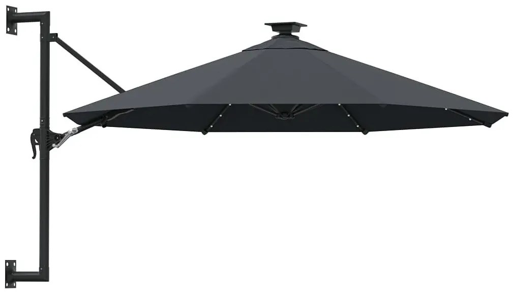 Okrągły parasol ścienny z oświetleniem LED antracyt H7-N90