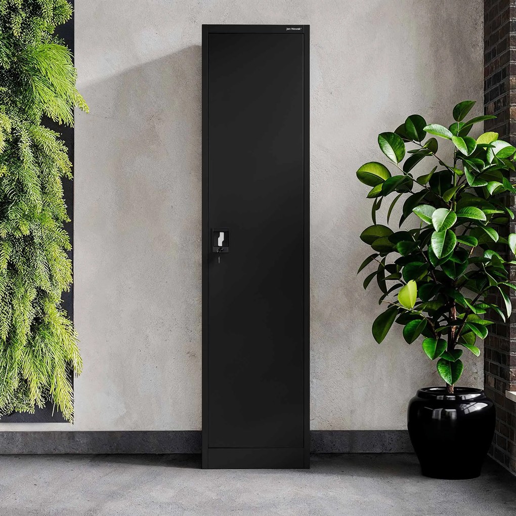 Biurowa szafa metalowa na akta ALEX, 450 x 1850 x 400 mm, czarna