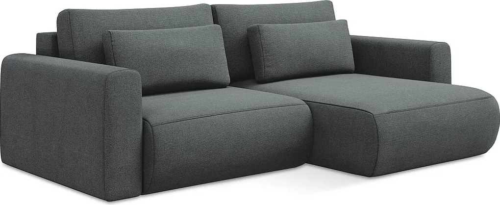 Narożnik prawostronny z funkcją spania - z tkaniny strukturalnej - szary - KAPUA