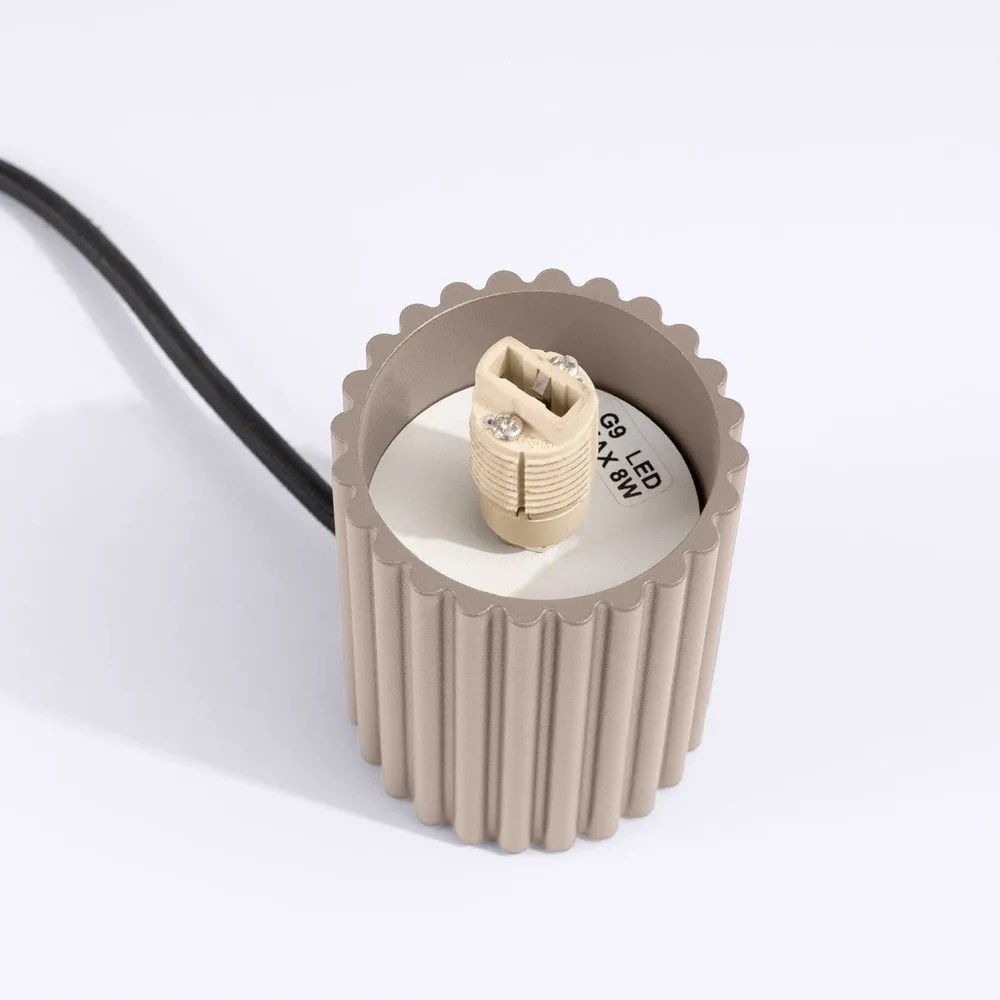 Szarobrązowa lampa stołowa ze szklanym kloszem (wysokość 19 cm) Orbital – Sollux