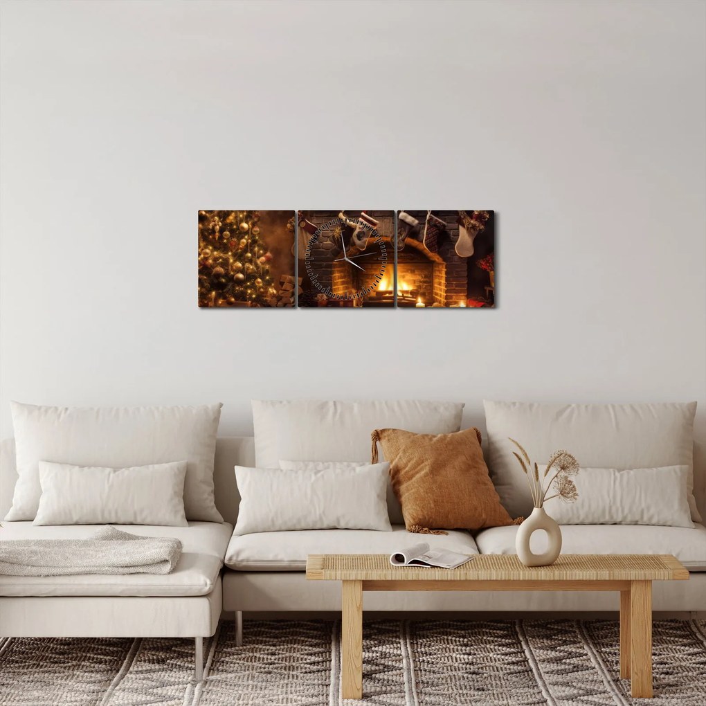 Obraz - Świąteczna atmosfera (z zegarem) (90x30 cm)