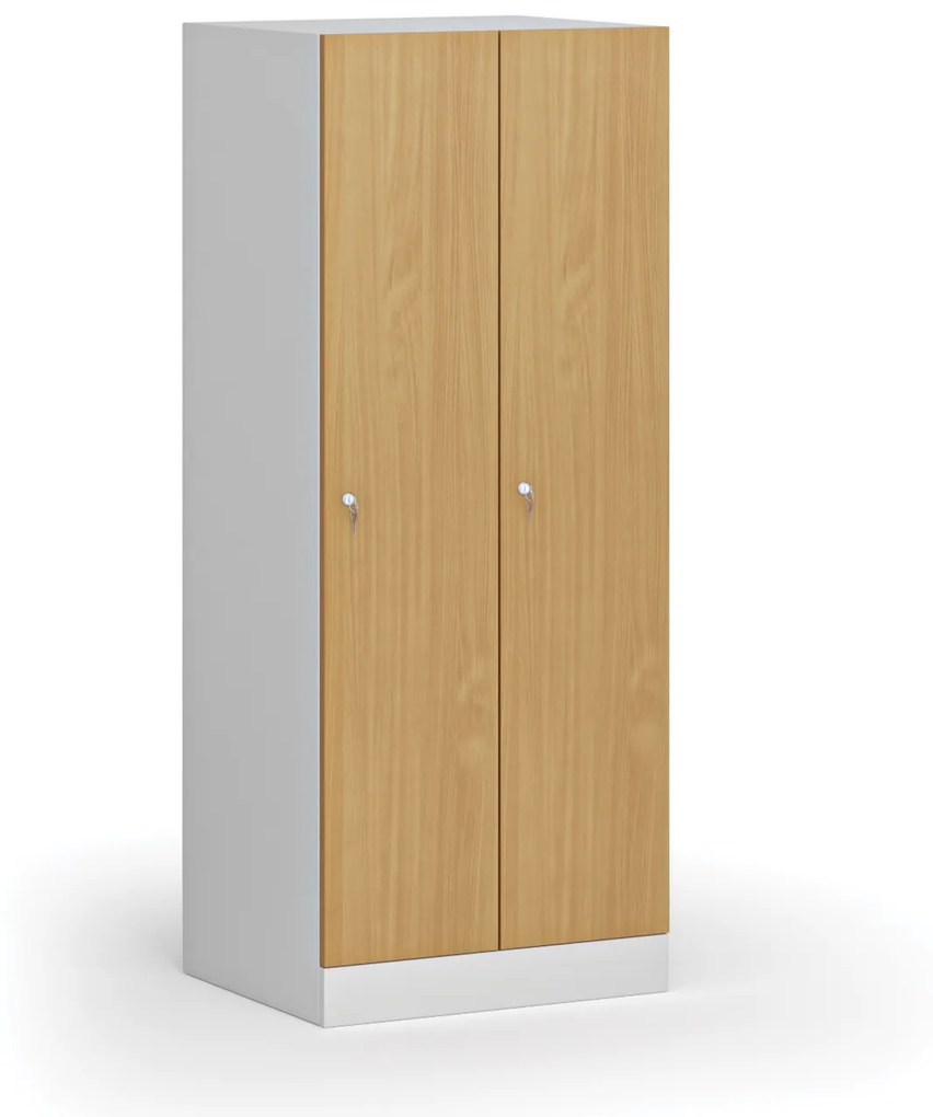Szafa ubraniowa obniżona, 2-drzwiowa, 1500 x 600 x 500 mm, zamek cylindryczny, drzwi laminowane, buk