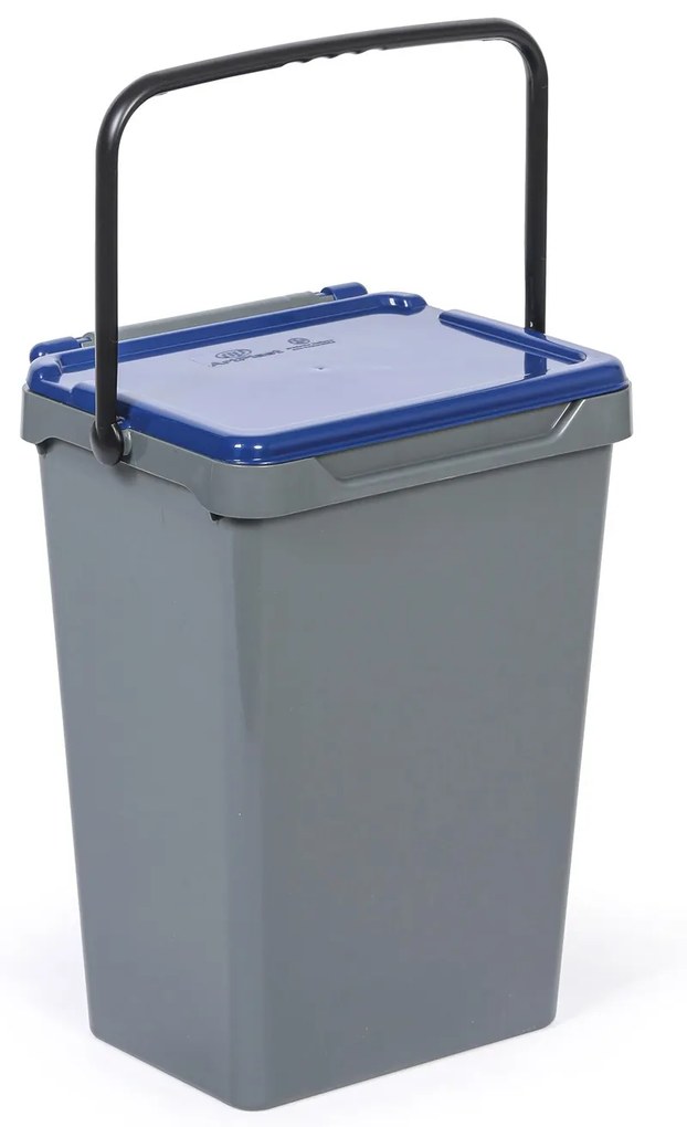 Kosz plastikowy na śmieci do segregacji, 35 l, szary + niebieski