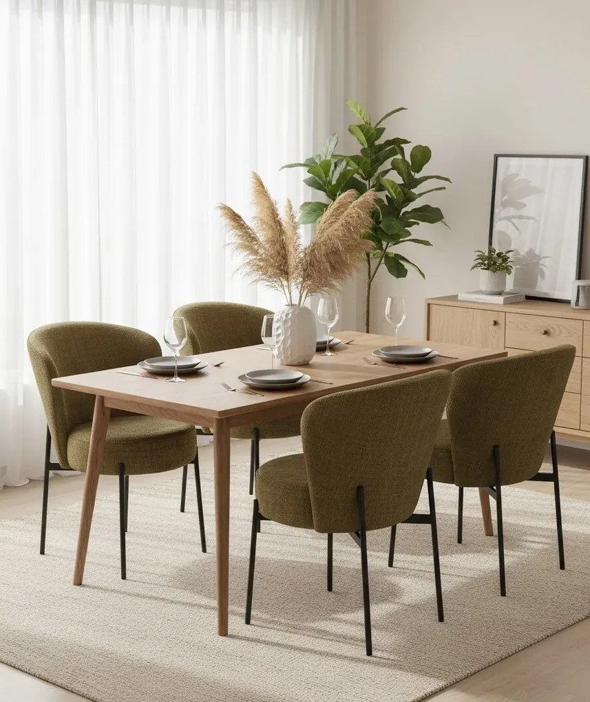 Krzesło na metalowej podstawie oliwkowe E6-M14