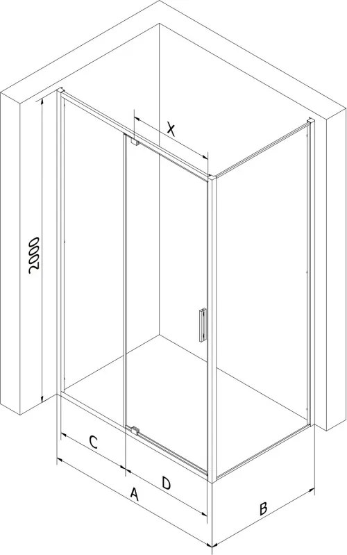 Mexen Exo kabina prysznicowa uchylna 90 x 90 cm, transparent, czarna - 819-090-090-70-00