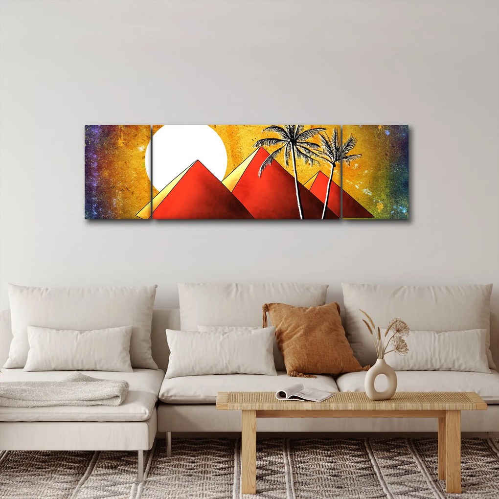 Obraz malowanych egipskich piramid (170x50 cm)