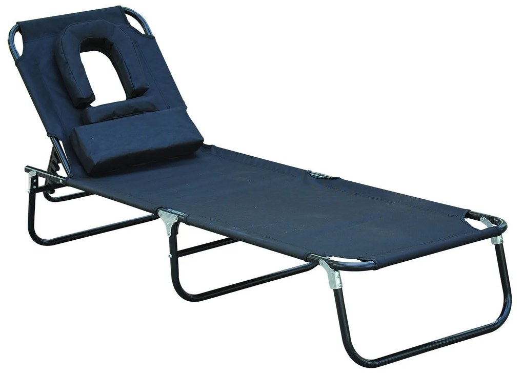 Outsunny Leżak Ogrodowy Relaksacyjny Trójnożny z Okienkiem Czarny Komfort i Styl | Aosom PL