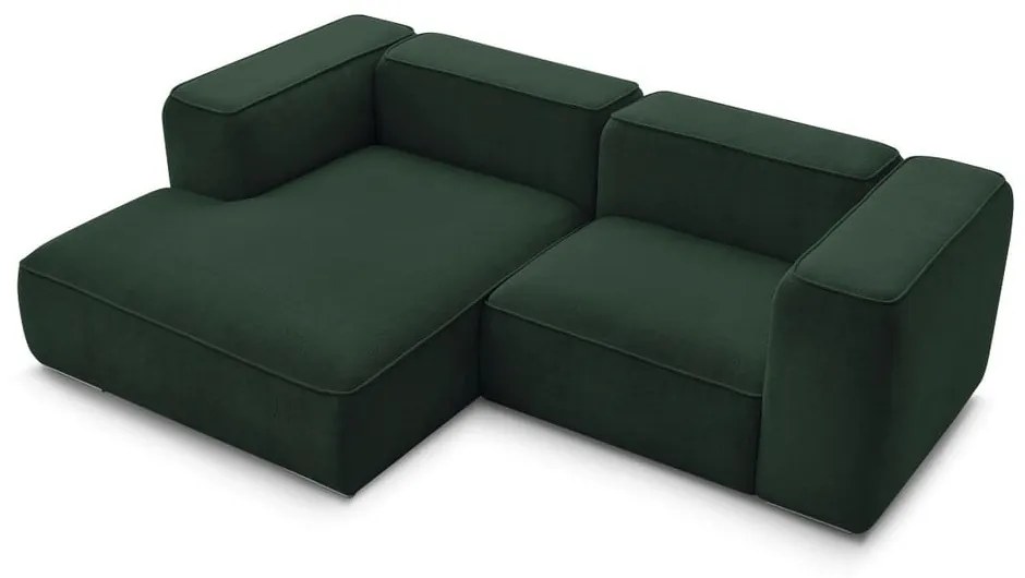 Ciemnozielony narożnik z materiału bouclé (lewostronny) Zephyr – Bobochic Paris