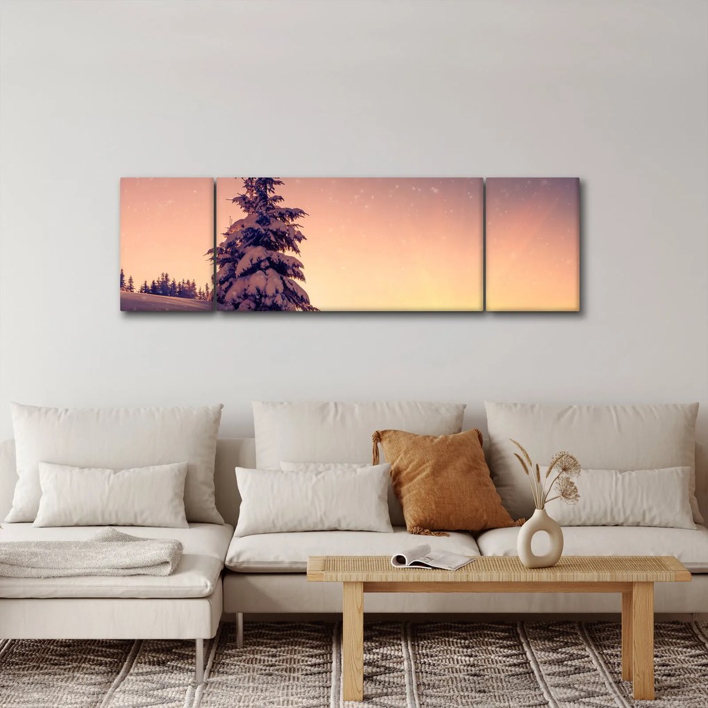 Obraz ośnieżonego drzewa na łące (170x50 cm)