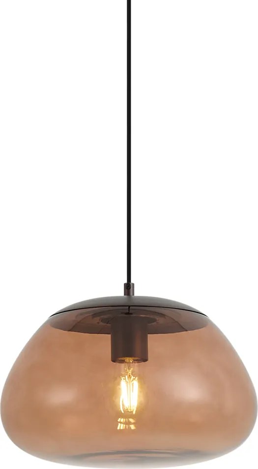 Lampa wisząca retro brązowa z brązowym szkłem - Giselle