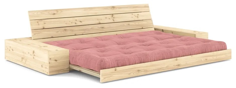 Różowa sztruksowa rozkładana sofa 244 cm Base – Karup Design