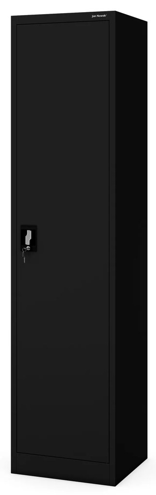 Szafa biurowa metalowa na akta, wąska, czarna, 450x1850x400 mm: ALEX