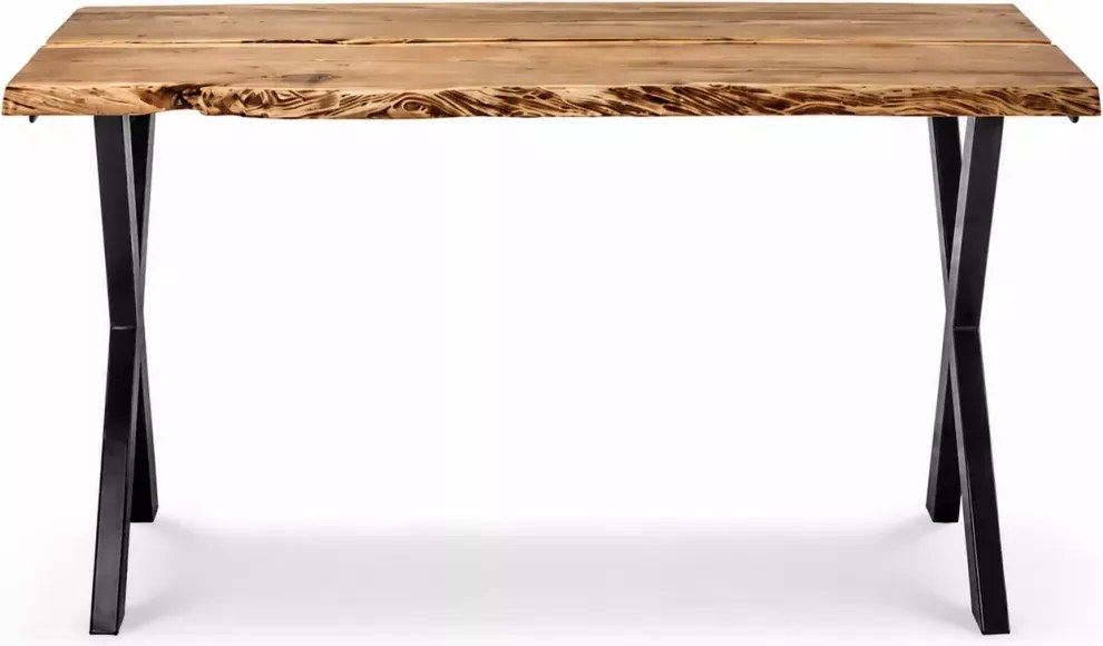 Stół loftowy 150 cm do biura z metalowymi nogami i blatem z litego drewna palisander