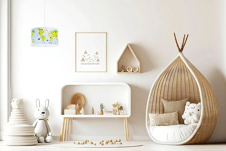 Dziecięca lampa wisząca mapa świata - A326 H9-H24