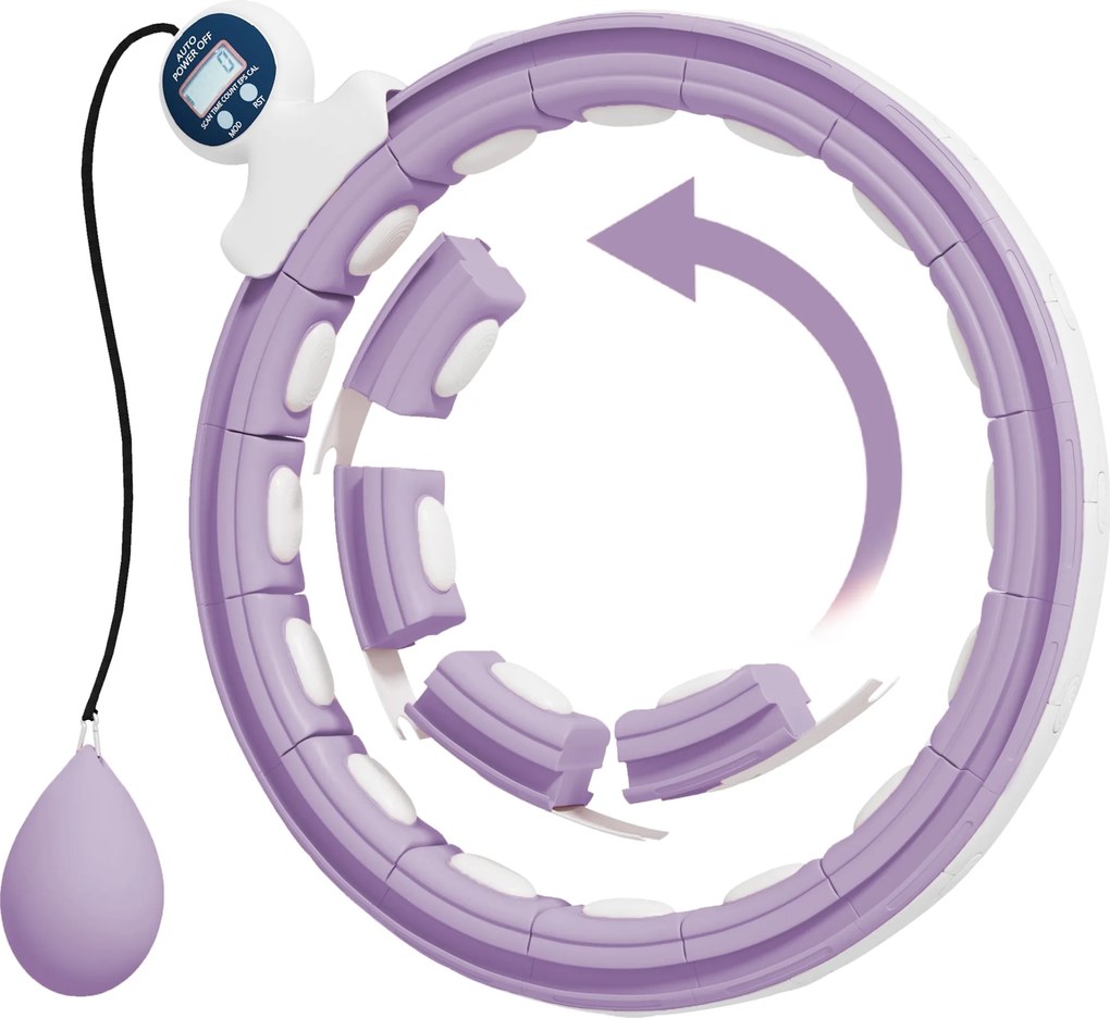 SPORTNOW Inteligentny Hula Hoop dla Dorosłych z Piłką Obciążeniową i Licznikiem, 16 Segmentów (76-113cm) Fioletowy