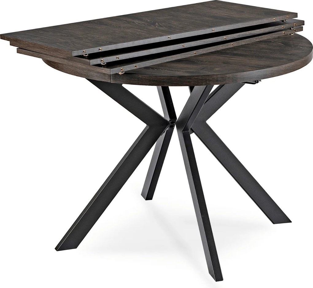Stół Okrągły Rozkładany LUKAS 100-250 cm Czarny Nowoczesny Loft