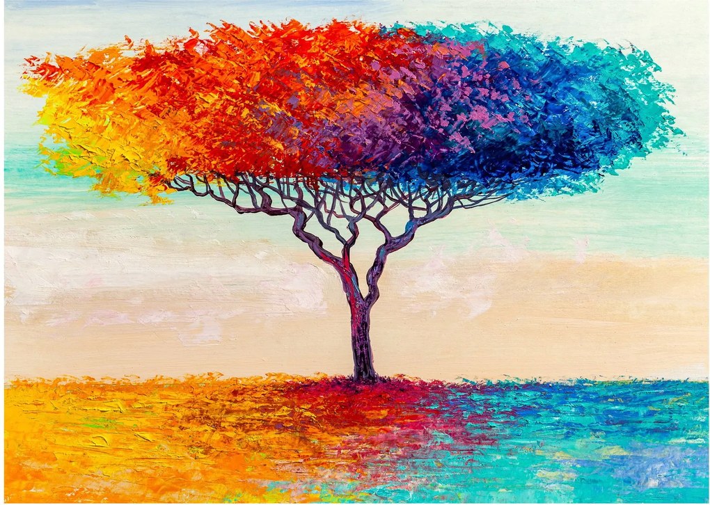 Obraz na szkle malowanego drzewa (70x50 cm)