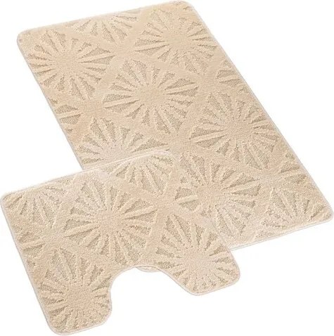 Bellatex Zestaw dywaników łazienkowych Bany z wycięciem Promień kremowy, 60 x 100, 60 x 50 cm