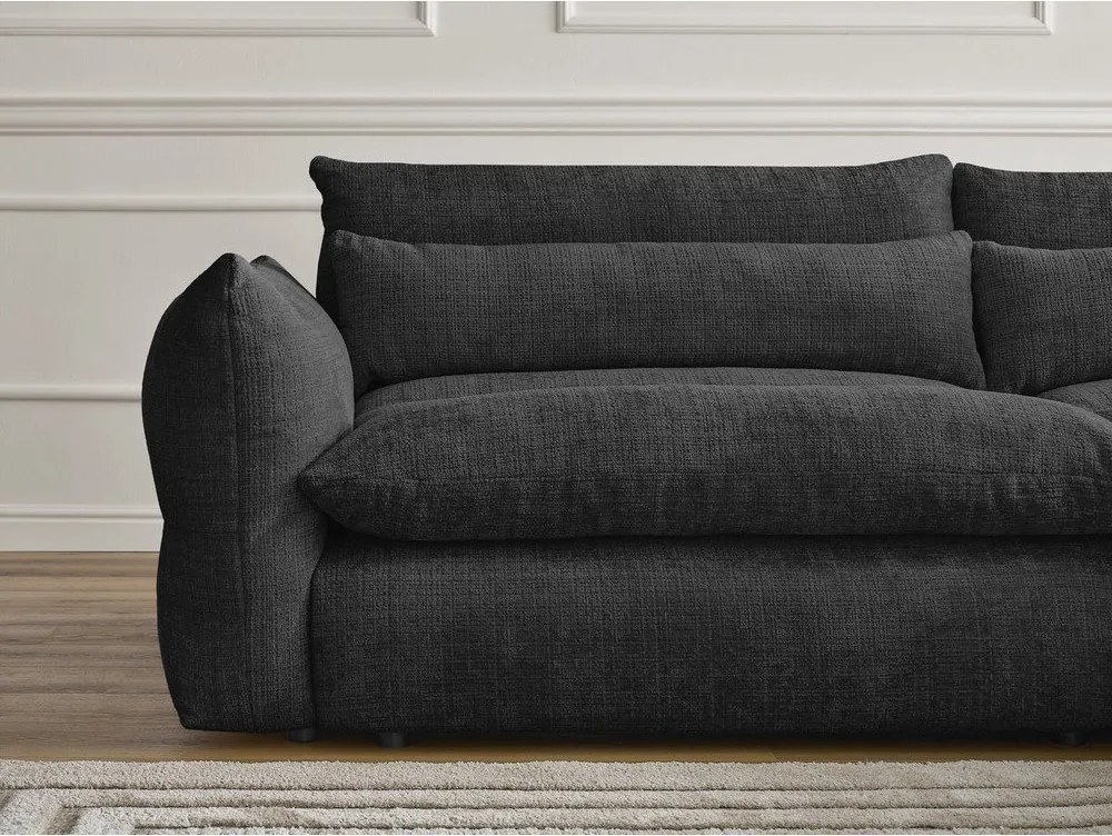 Czarna sofa z tkaniny szenilowej 276 cm Neil – Bobochic Paris