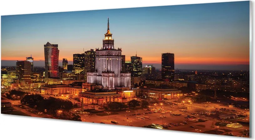 Panel Szklany Nocne Światła Warszawy