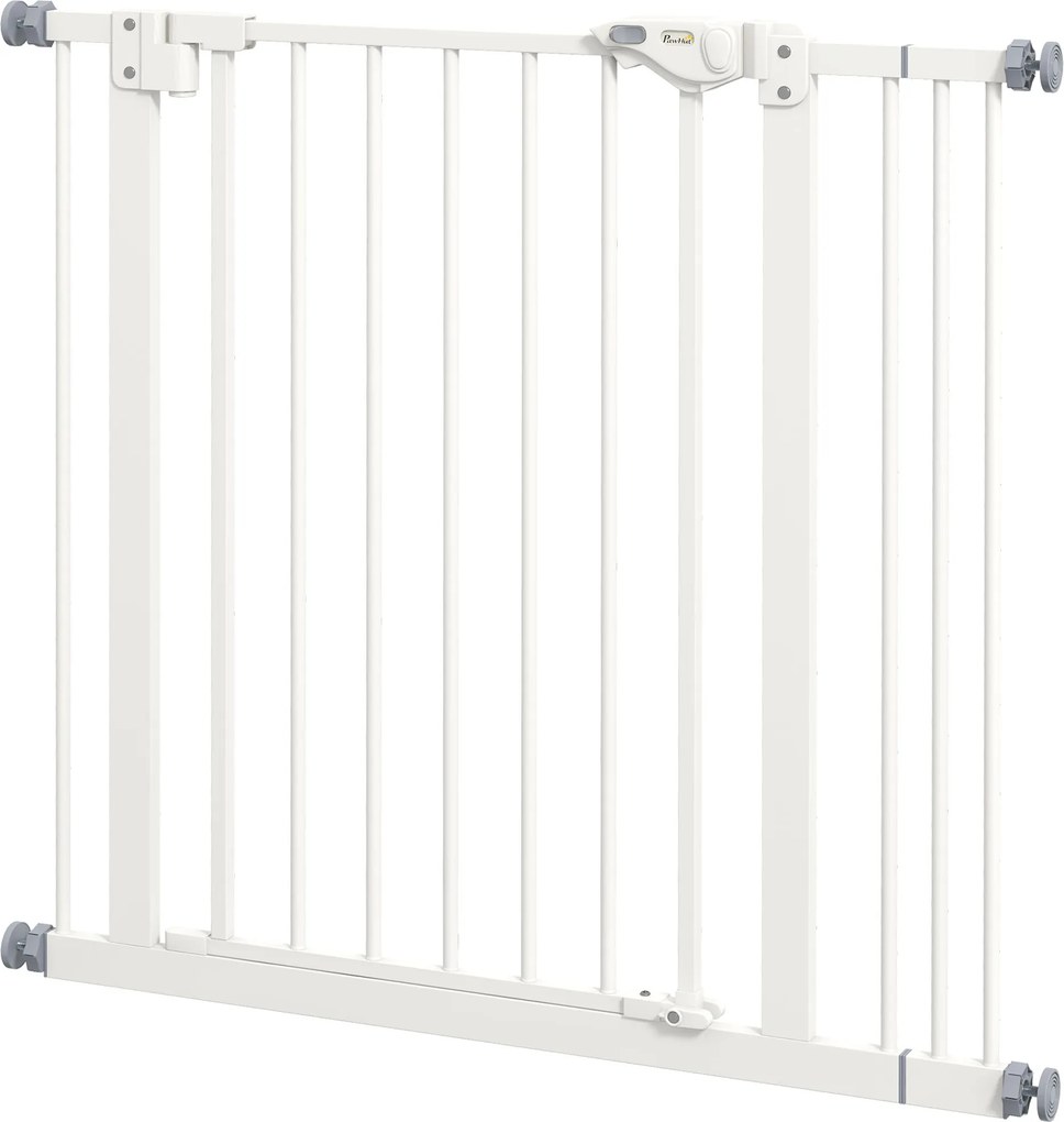 PawHut Bramka Ochronna dla Psów, Absperrgitter, Bramka dla Zwierząt, Metal, Tworzywo Sztuczne, 74-87 cm, Biały
