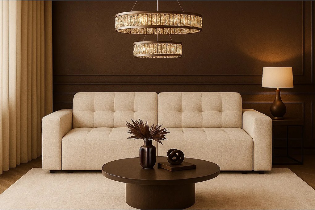 Sofa Bergamo 3-osobowa, tkanina Raven 24 kremowa – 244×102×70 cm