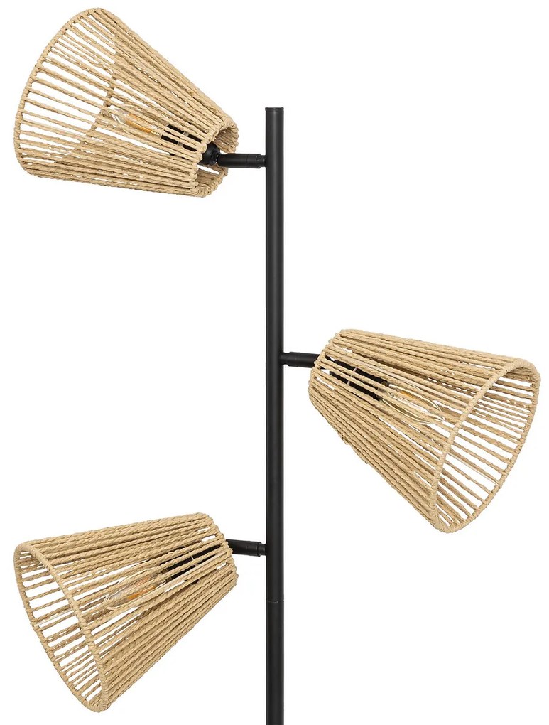 Lampa stojąca boho GIADA, 3 obrotowe klosze, 150 cm