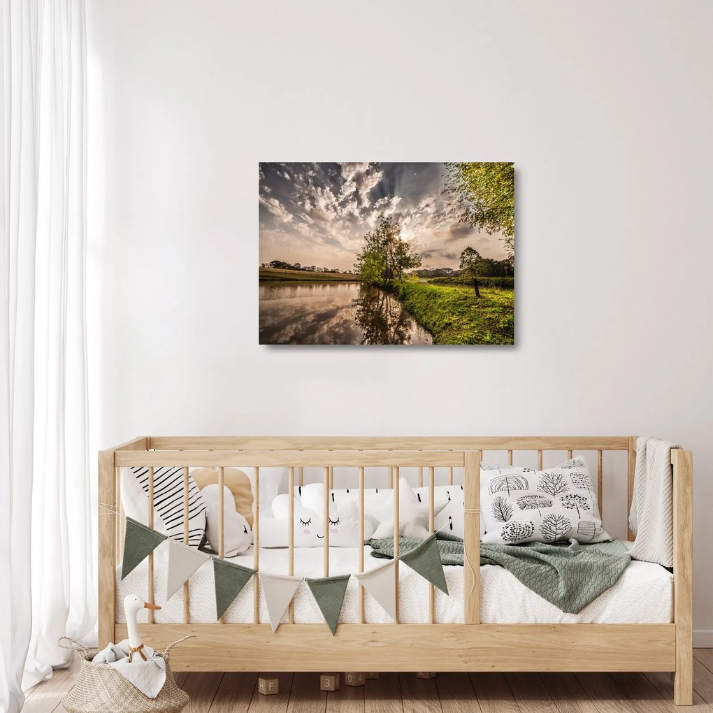 Obraz na szkle - natura z promieniami (70x50 cm)