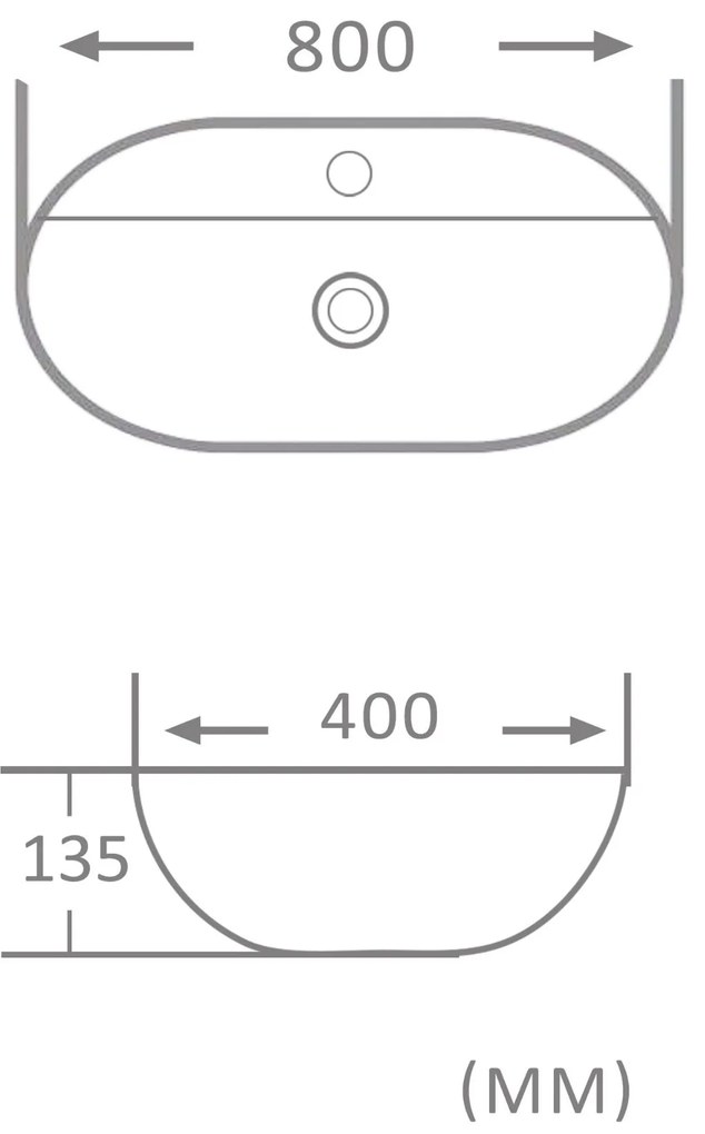 Umywalka ceramiczna nablatowa owalna czarna z otworem i z półką na mydło 80 x 40 cm DECOS Black z rantem Slim