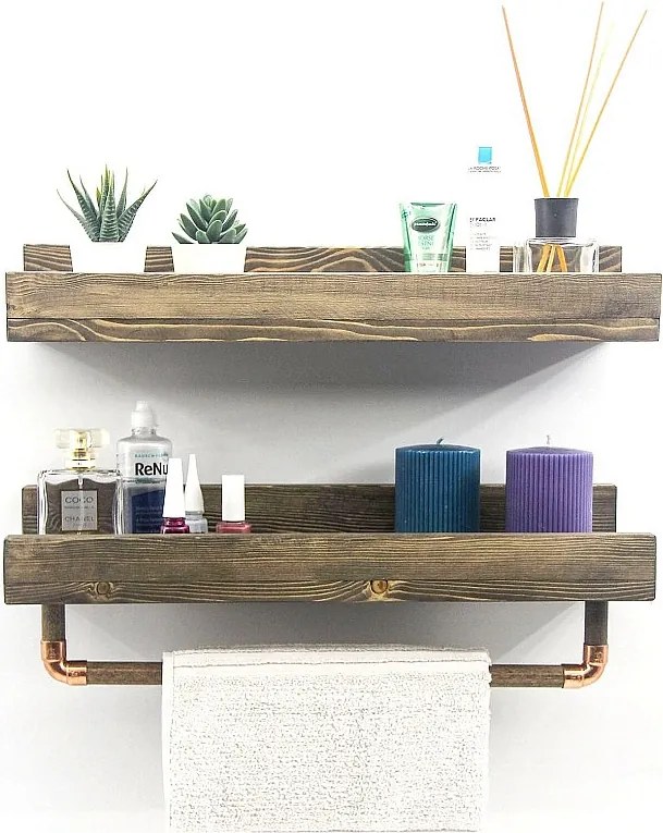 Półka ścienna – 50 cm x 15 cm x 15 cm – Orzech – Drewno jodłowe