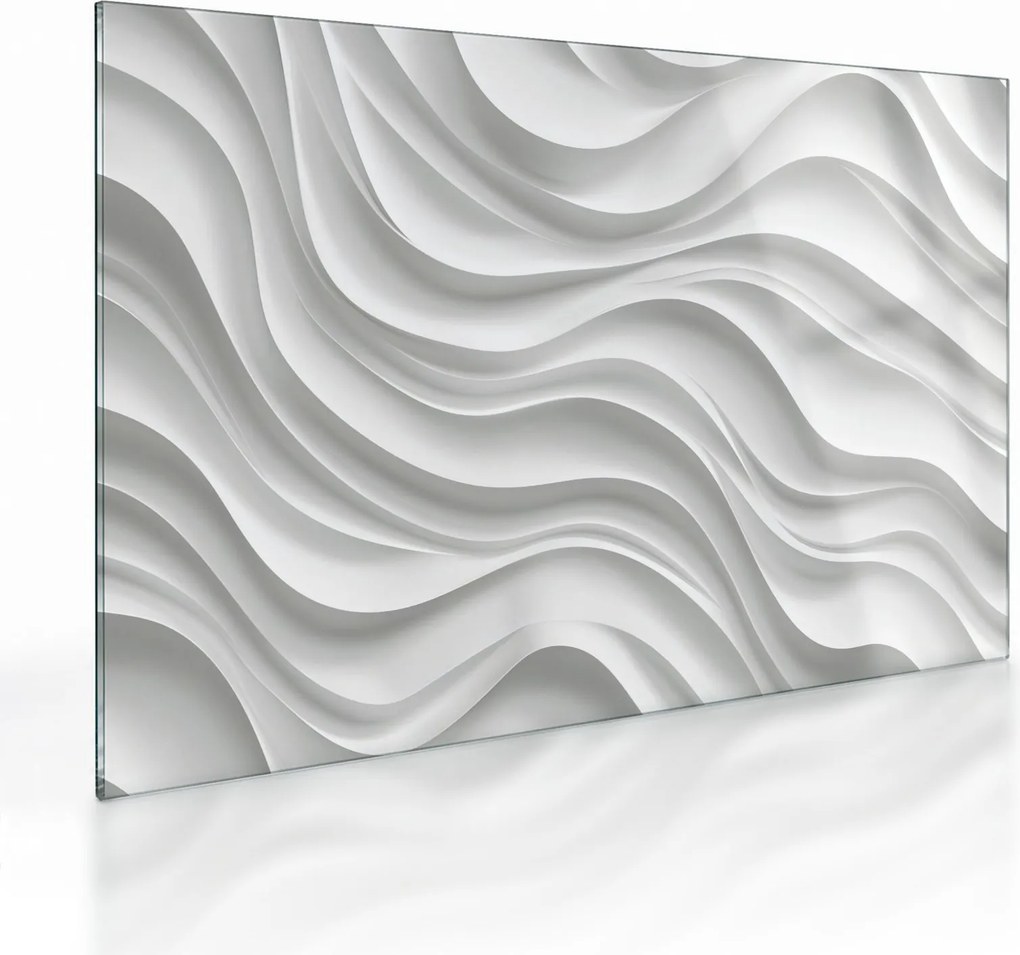 Obraz na szkle - 3D białe fale (70x50 cm)
