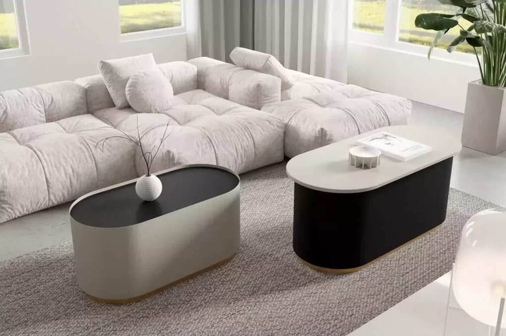 Zestaw stolików kawowych Reno – nowoczesny design, wiele kolorów blatu i stali do wyboru