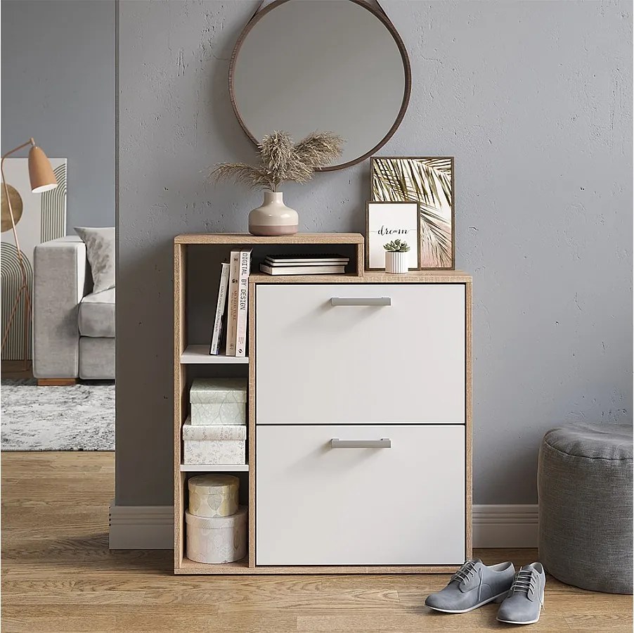 Wózek na buty biały/sonoma 24.5x80x90 orlando