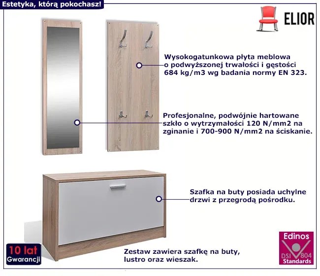 Komplet mebli do przedpokoju dąb sonoma + biały - Lunes