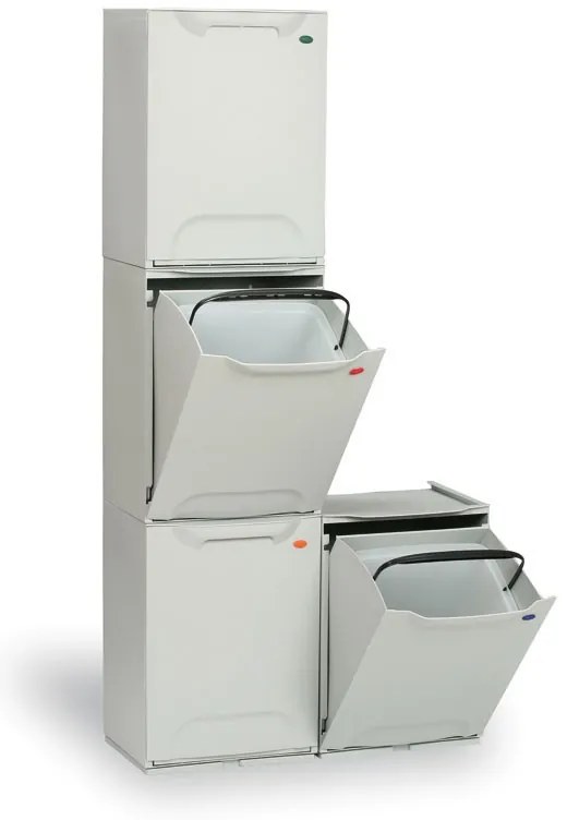 4 plastikowe kosze na śmieci segregowane, 20 L, 340 x 290 x 470 mm