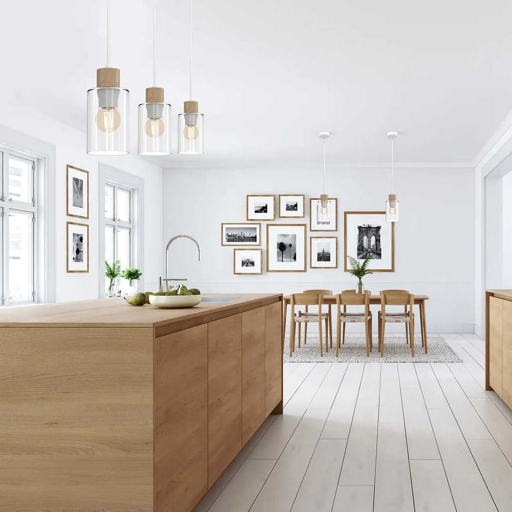 Lampa wisząca MADERA 3xE27, potrójny, na listwie 3 klosze