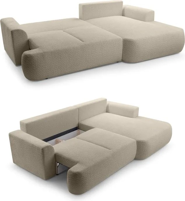 Narożnik VELO wolnostojący układ L strona Prawa z funkcją spania w tkaninie Coral 50