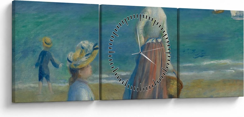 Obraz - Auguste Renoir, Figures on the Beach, reprodukcje (z zegarem) (90x30 cm)