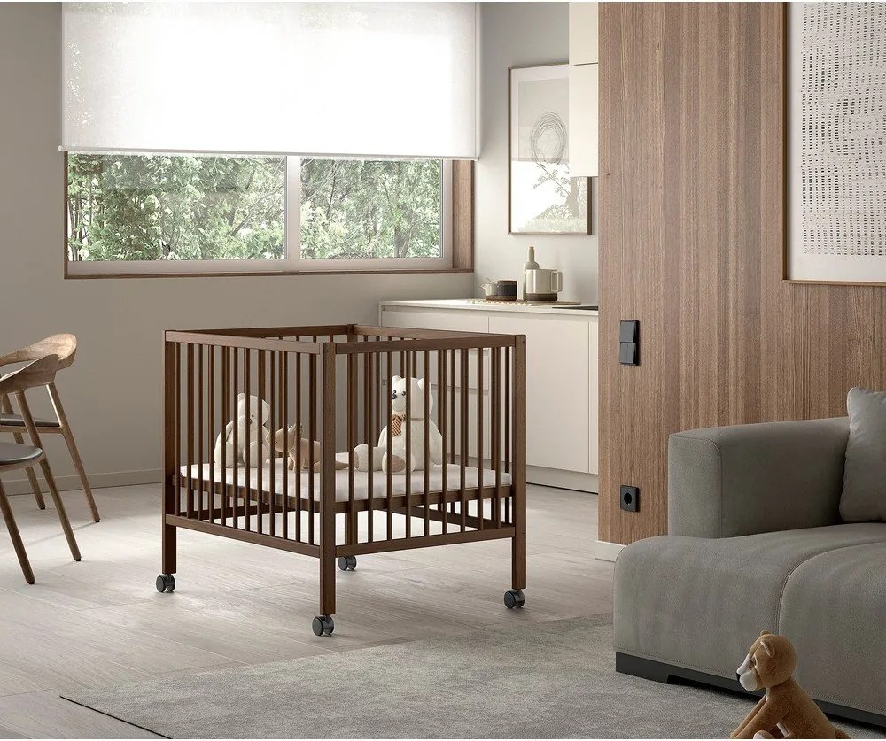 Brązowy kojec dla dzieci z litego drewna bukowego 95x75 cm Dino – Vipack