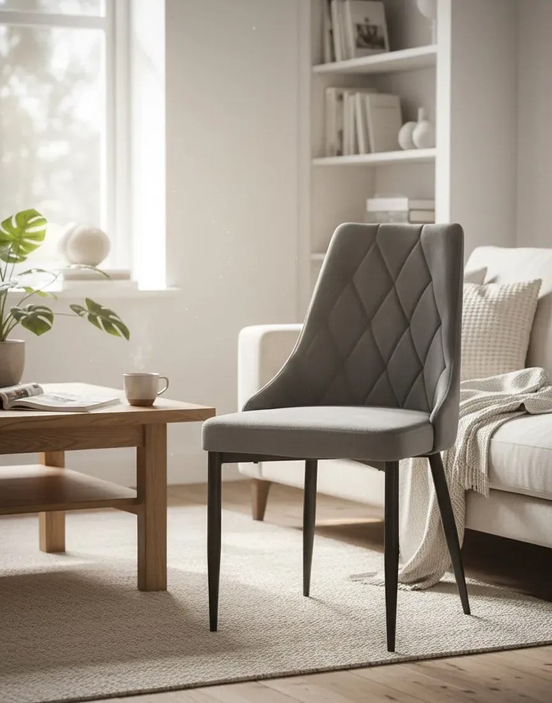 Szare tapicerowane pikowane krzesło A5-R59