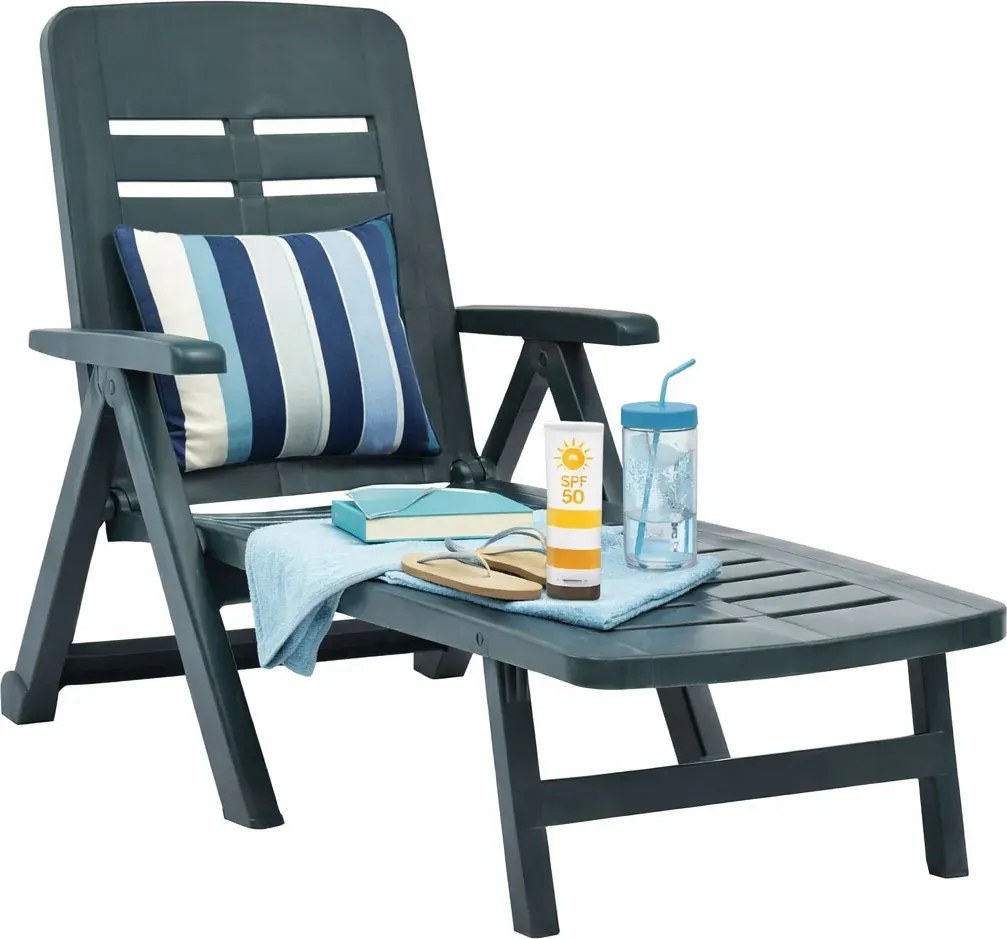 Zielony regulowany leżak ogrodowy z podłokietnikami Z2-B36