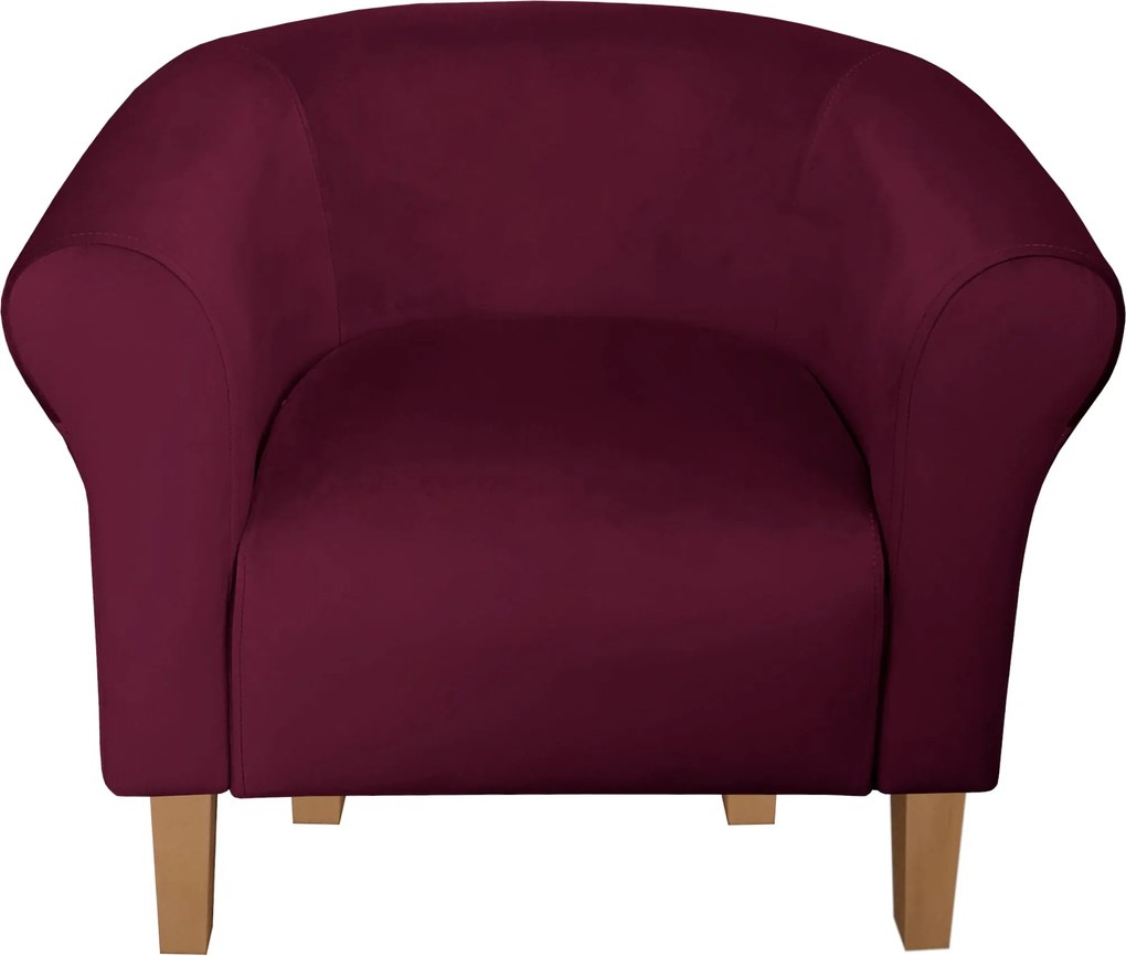 Fotel Milo tkanina Welur wygodny fotel tapicerowany do salonu i sypialni : Kolor nogi - Drewno, Kolor tkaniny - VELVET - MG02, Wysokość nogi - 15 cm