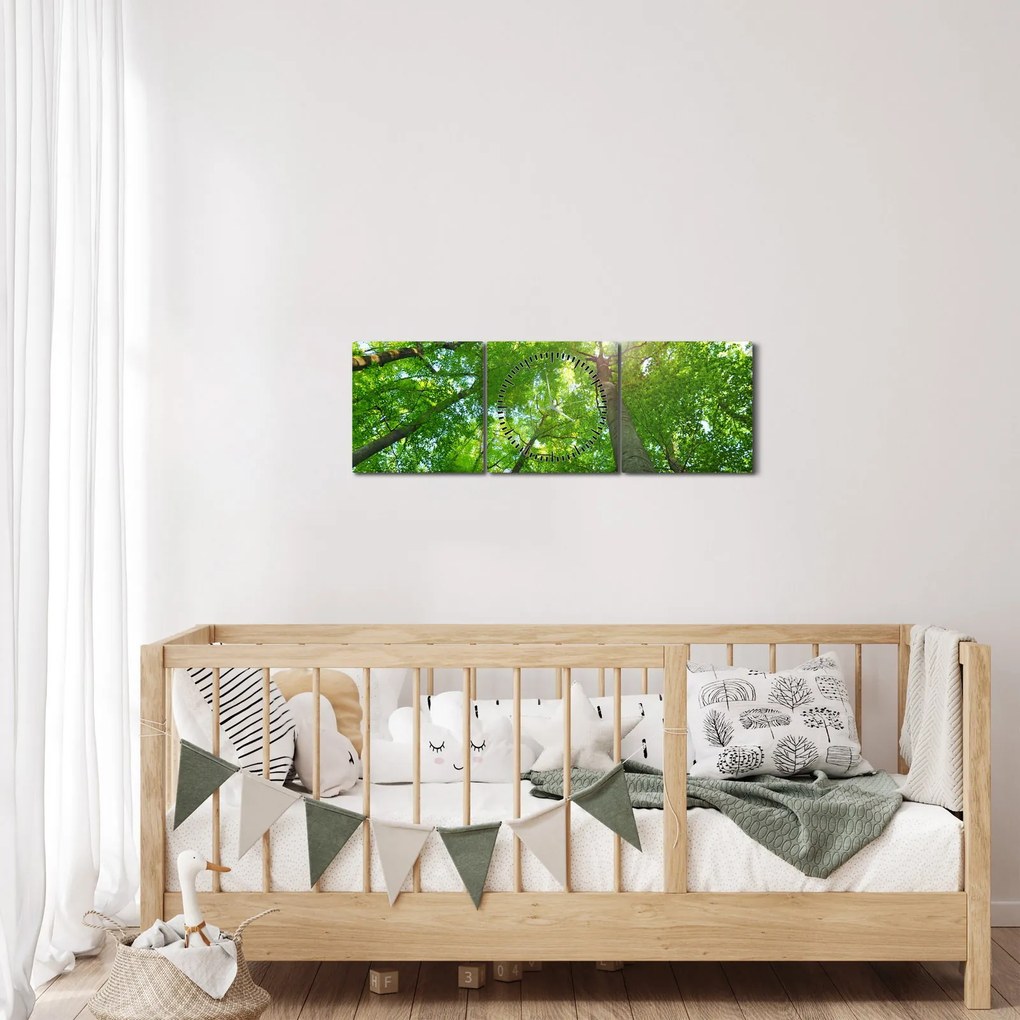 Obraz - Las (z zegarem) (90x30 cm)