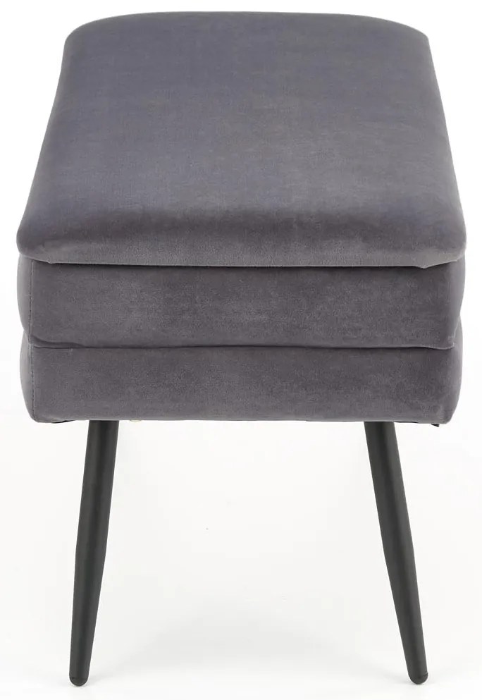 VELVA ławka tapicerowana z pojemnikiem szary velvet, czarny nowoczesna