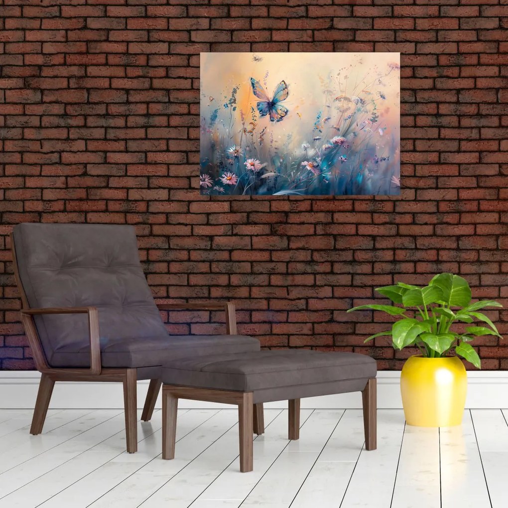 Obraz - Łąka z motylem II (70x50 cm)